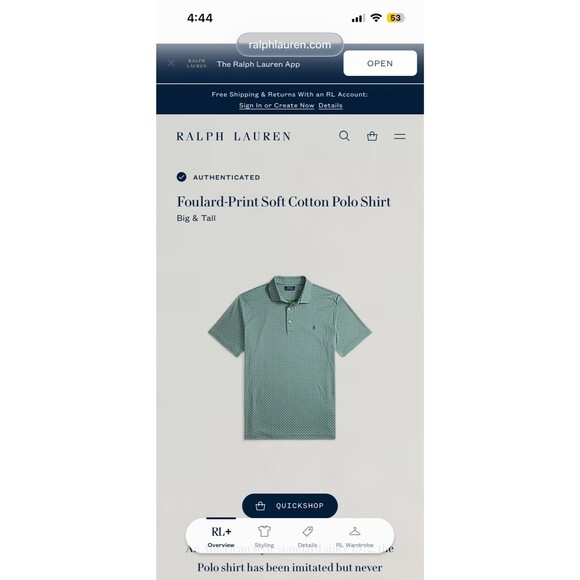 Polo Ralph Lauren Foulard-Print Soft Cotton Short Sleeve Polo - 2XL Tall-NWT - Picture 13 of 14